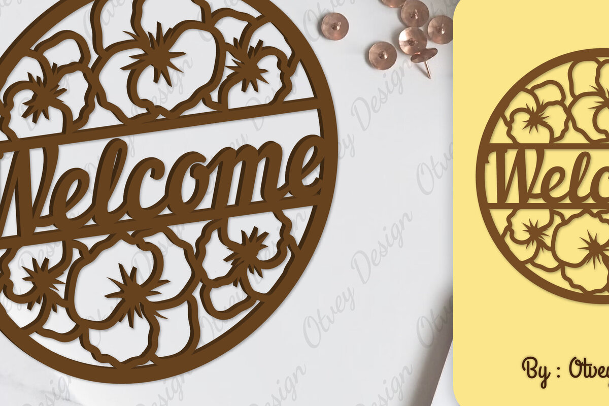 Intra απο ξύλο plywood 3mm-4mm πάχος - Flower Welcome Sign Lasercut Δίασταση 30x20 cm INTRAFABR-104126011