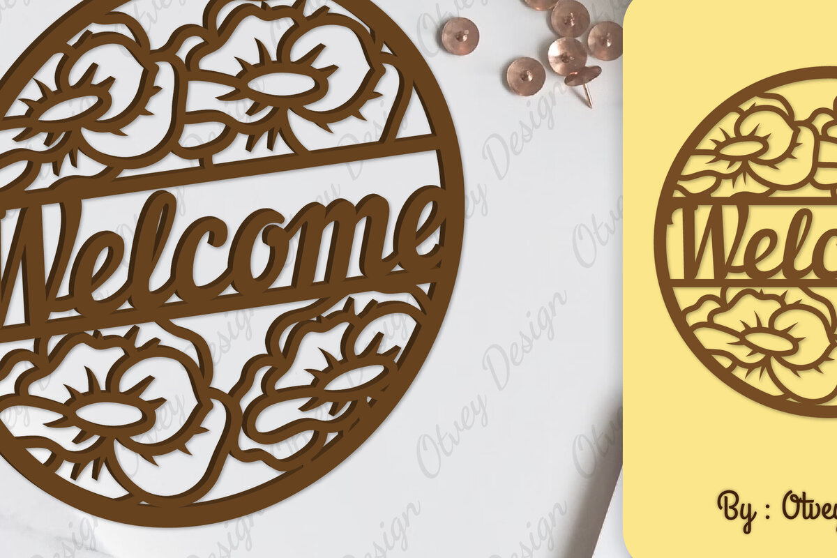 Intra απο ξύλο plywood 3mm-4mm πάχος - Flower Welcome Sign Lasercut Δίασταση 30x20 cm INTRAFABR-104126074