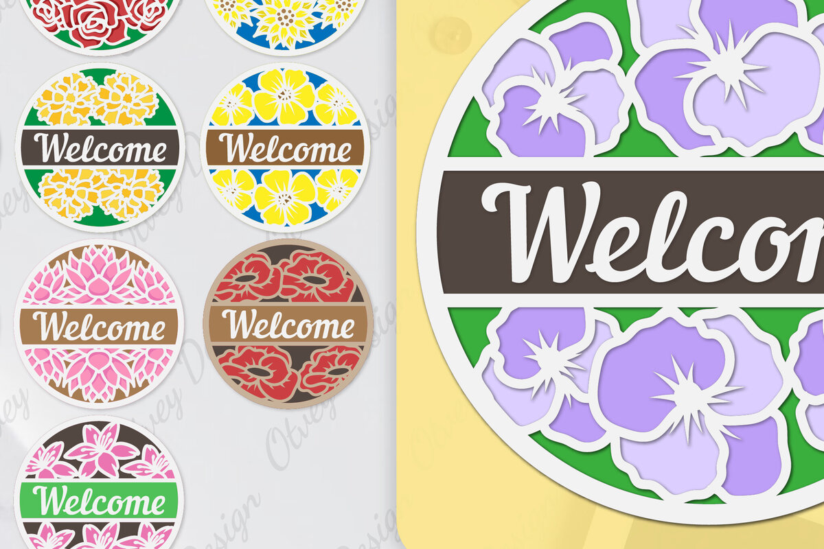 Intra απο ξύλο plywood 3mm-4mm πάχος - Σήμα καλωσορίσματος λουλουδιών Lasercut Δίασταση 30x20 cm INTRAFABR-104130874