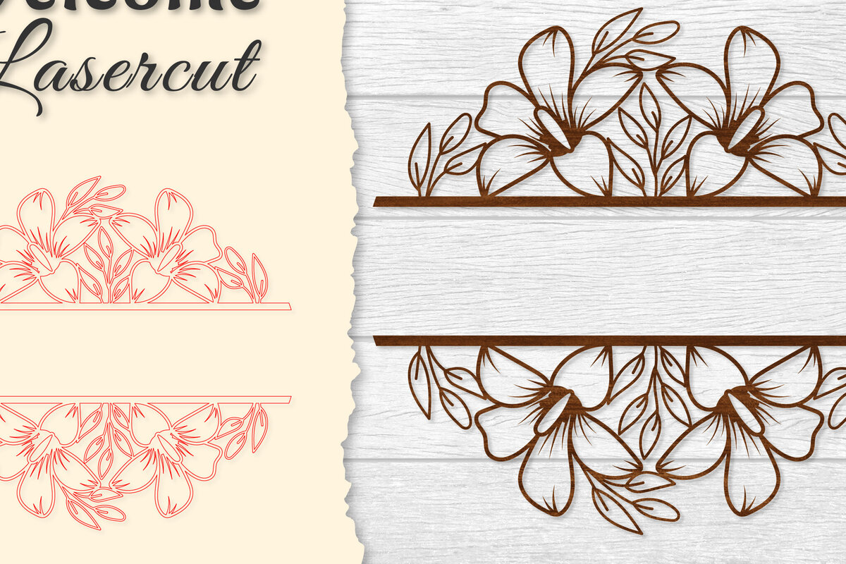 Σετ των 2 Intra απο ξύλο plywood 3mm-4mm πάχος - Flower Welcome Slip Lasercut Δίασταση 20x20 cm INTRAFABR-122603066