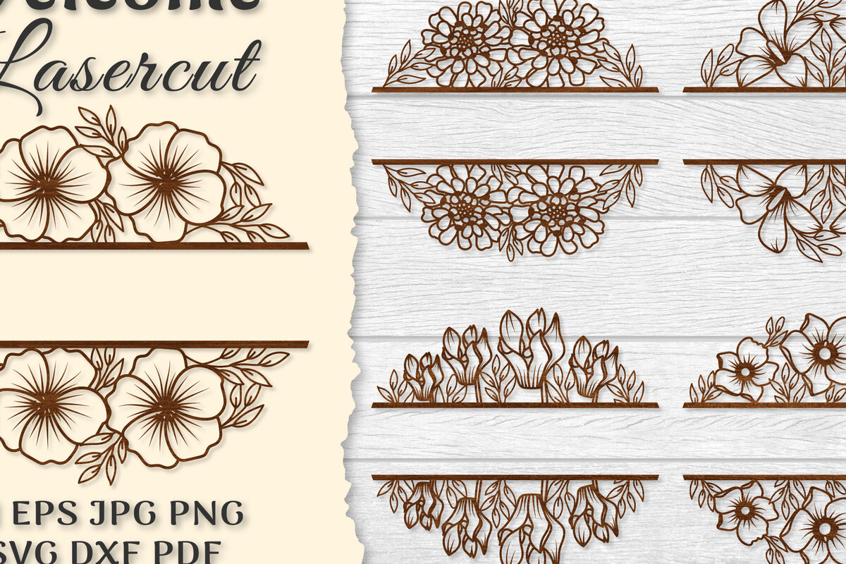 Σετ των 2 Intra απο ξύλο plywood 3mm-4mm πάχος - ΔΕΜΑΤΑ λουλουδιών καλωσορίσματος Slip Lasercut Δίασταση 20x20 cm INTRAFABR-122603109