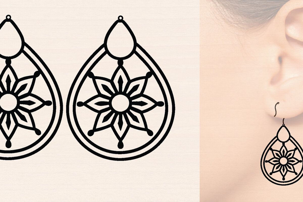 Intra απο ξύλο plywood 3mm-4mm πάχος - Ξύλινα σκουλαρίκια λουλούδι με   Δίασταση 3000x3000 cm INTRAFABR-116858652