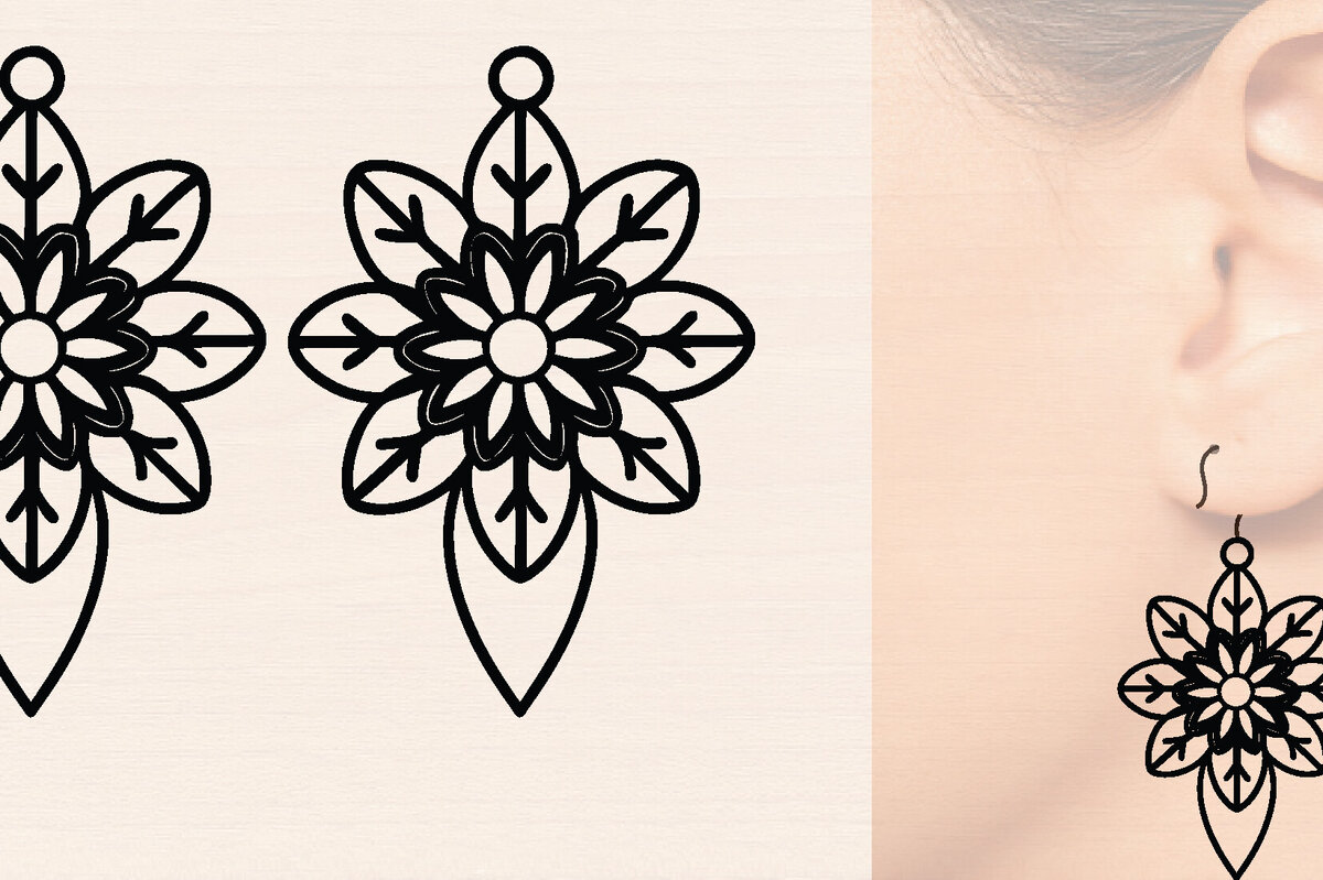 Intra απο ξύλο plywood 3mm-4mm πάχος - Ξύλινα σκουλαρίκια λουλούδι με   Δίασταση 3000x3000 cm INTRAFABR-116858792