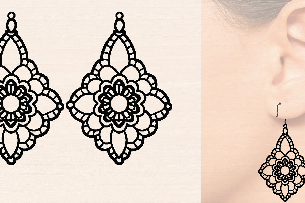 Intra απο ξύλο plywood 3mm-4mm πάχος - Ξύλινα σκουλαρίκια λουλούδι με   Δίασταση 3000x3000 cm INTRAFABR-116859379