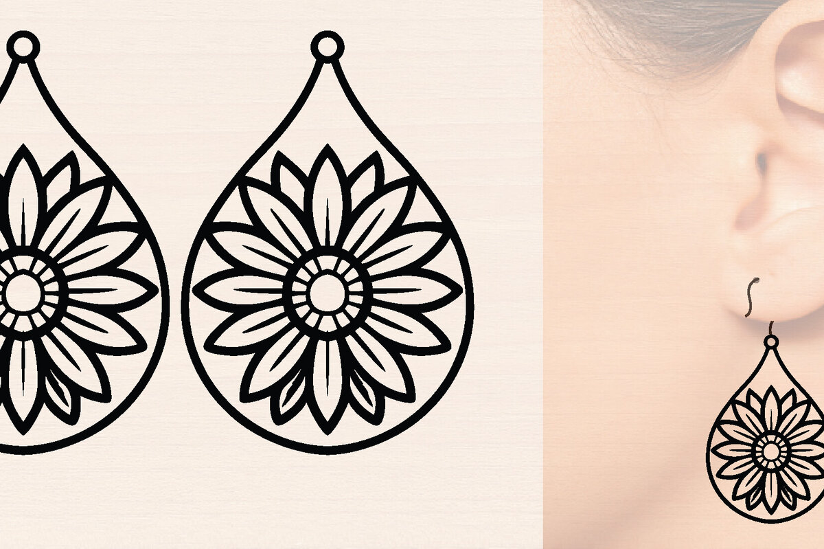 Intra απο ξύλο plywood 3mm-4mm πάχος - Ξύλινα σκουλαρίκια λουλούδι με   Δίασταση 3000x3000 cm INTRAFABR-116859885