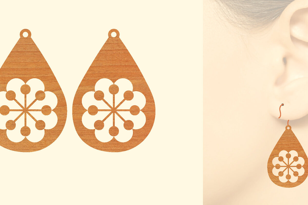 Σετ των 3 Intra απο ξύλο plywood 3mm-4mm πάχος - Ξύλινα σκουλαρίκια λουλούδι με   Δίασταση 3x3 cm INTRAFABR-62683897