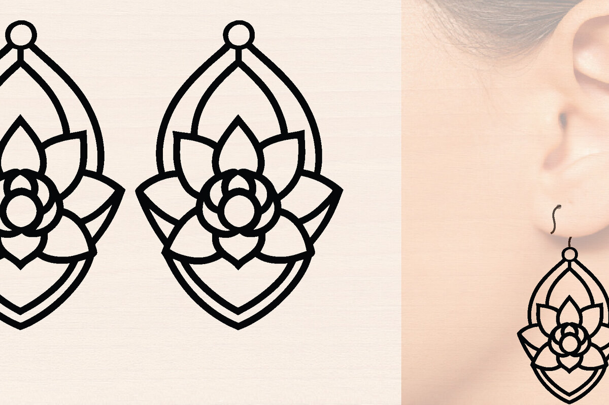 Intra απο ξύλο plywood 3mm-4mm πάχος - Ξύλινα σκουλαρίκια λουλούδι με   Δίασταση 3000x3000 cm INTRAFABR-116848493