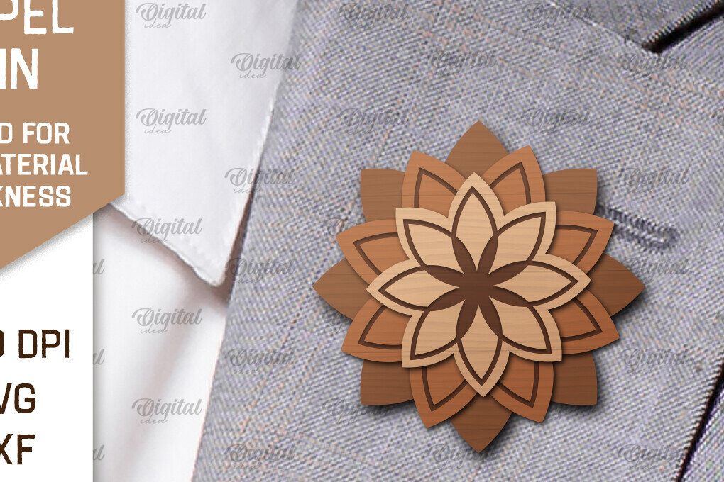 Intra απο ξύλο plywood 3mm-4mm πάχος - Λουλούδι Ξύλινη καρφίτσα για πέτο με λέιζερ Δίασταση 30x20 cm INTRAFABR-98650085