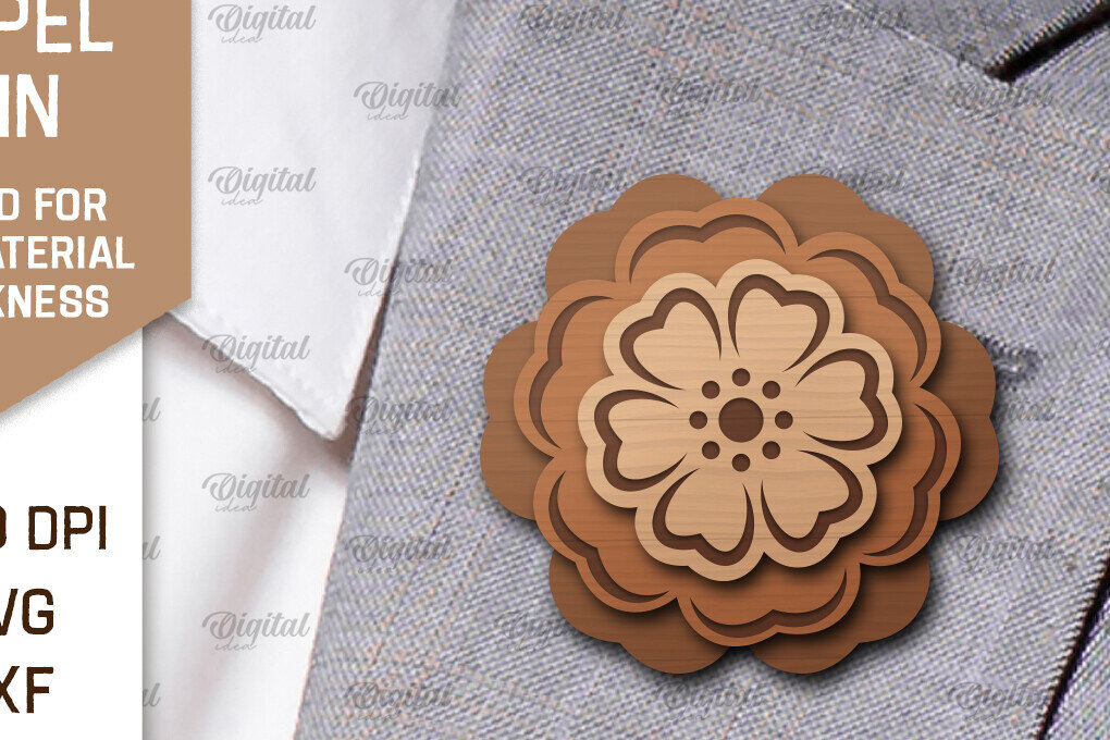 Intra απο ξύλο plywood 3mm-4mm πάχος - Λουλούδι Ξύλινη καρφίτσα για πέτο με λέιζερ Δίασταση 30x20 cm INTRAFABR-98650221