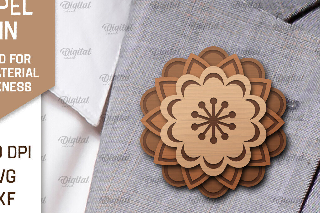 Intra απο ξύλο plywood 3mm-4mm πάχος - Λουλούδι Ξύλινη καρφίτσα για πέτο με λέιζερ Δίασταση 30x20 cm INTRAFABR-98650285