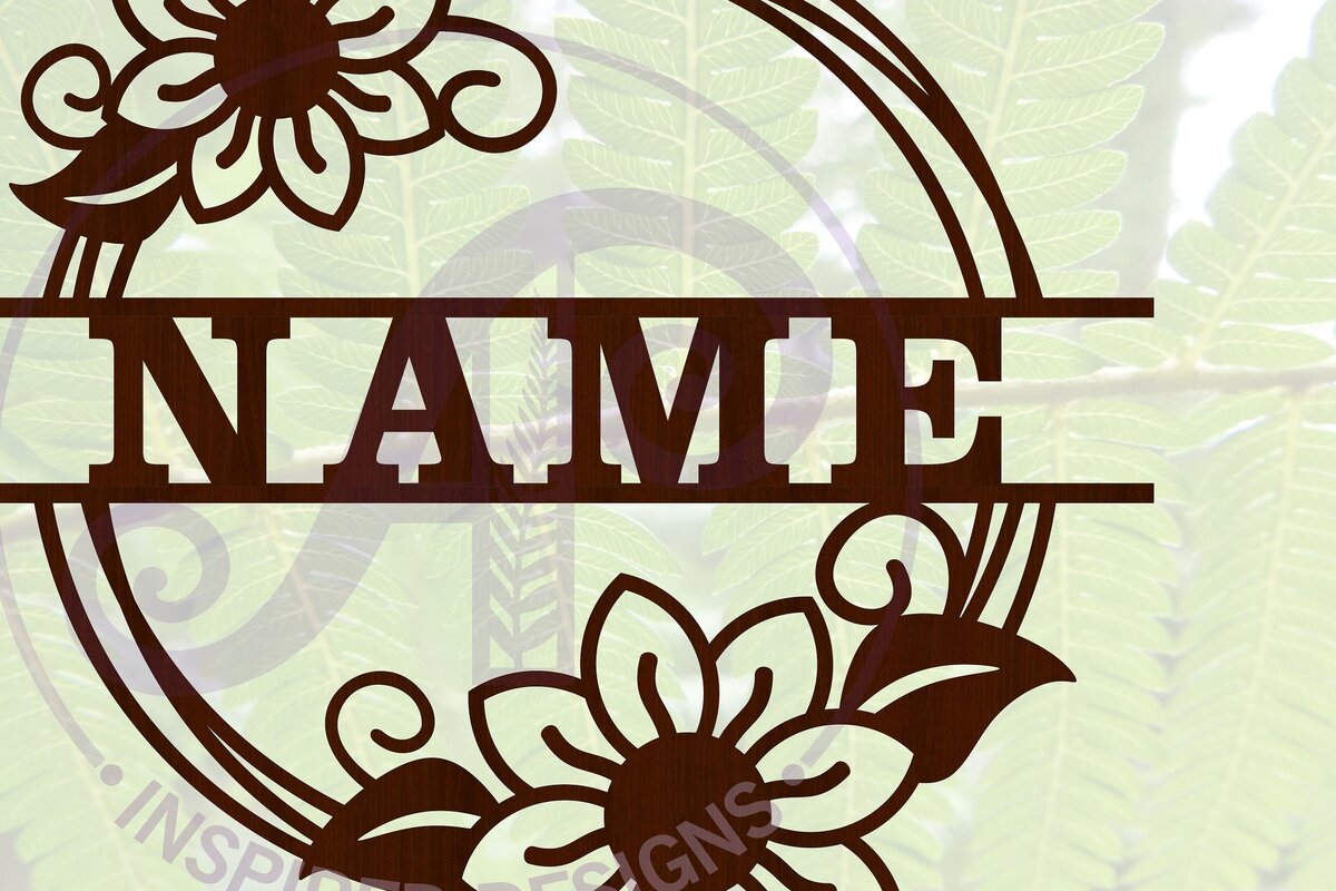 Intra απο ξύλο plywood 3mm-4mm πάχος - Σήμα ονόματος στεφάνι λουλουδιών  Cut file Δίασταση 30x20 cm INTRAFABR-67675965