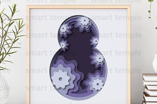 Intra απο ξύλο plywood 3mm-4mm πάχος - Λουλούδια 3d κουτί φωτός, λουλούδια διάνυσμα Δίασταση 30x20 cm INTRAFABR-80229208