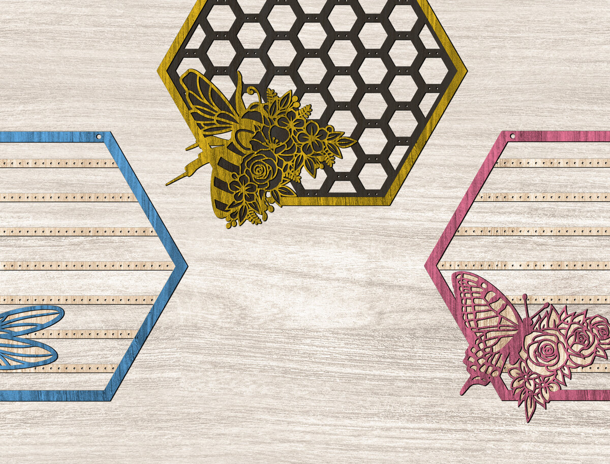 Σετ των 2 Intra απο ξύλο plywood 3mm-4mm πάχος - Στάση σκουλαρικιών λουλουδιών ζώων Δίασταση 20x20 cm INTRAFABR-26341396