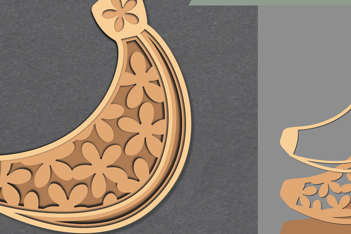 Σετ των 2 Intra απο ξύλο plywood 3mm-4mm πάχος - Λουλούδια Μπανάνα Διακόσμηση Lasercut  Δίασταση 20x20 cm INTRAFABR-111488327