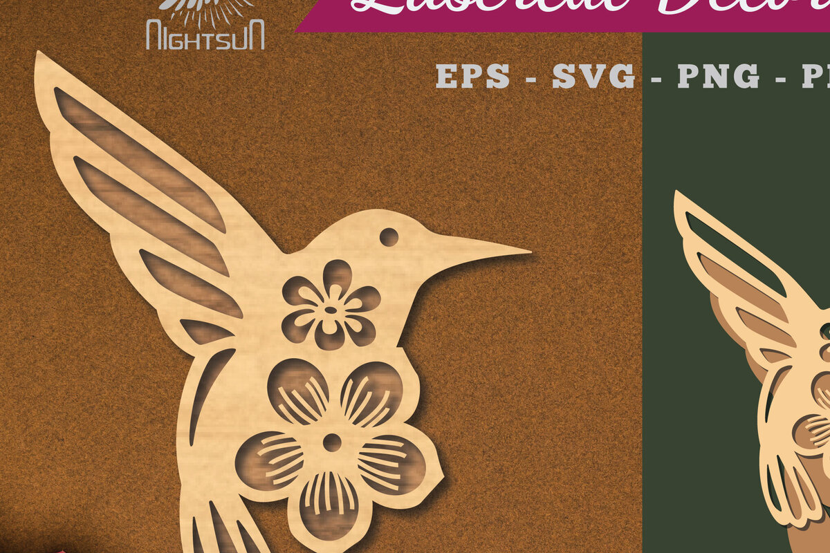 Σετ των 2 Intra απο ξύλο plywood 3mm-4mm πάχος - Flowers Bird Cut Laser Decoration 1 Δίασταση 20x20 cm INTRAFABR-114451582