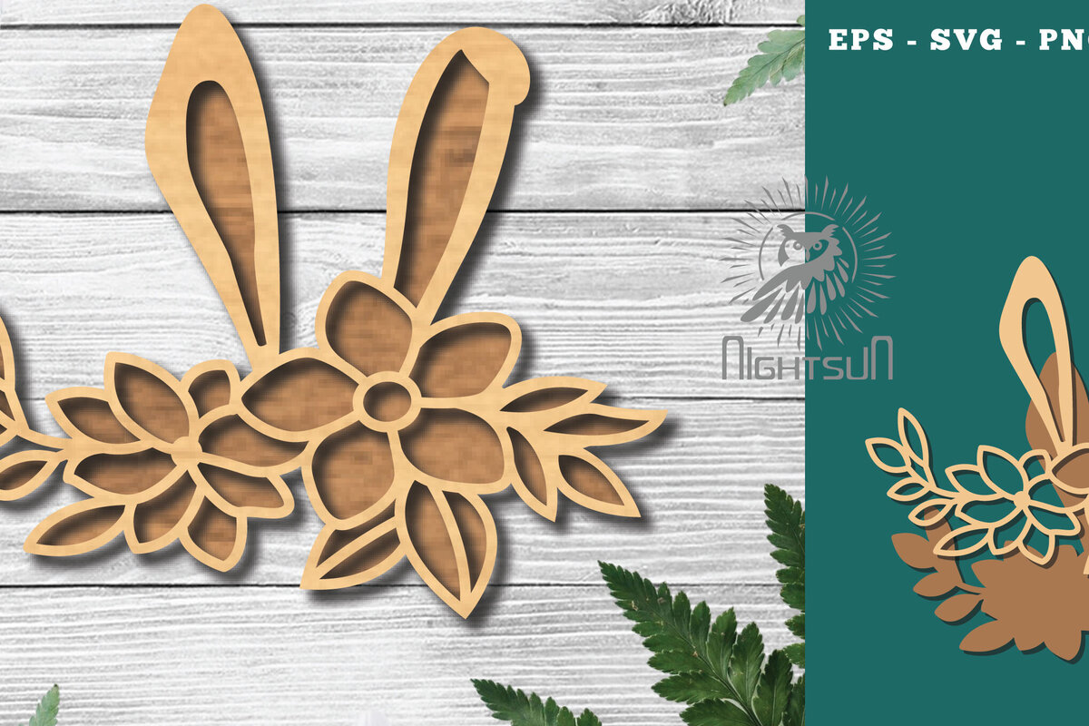 Σετ των 2 Intra απο ξύλο plywood 3mm-4mm πάχος - Διακόσμηση Flowers Bunny Cut Laser 6 Δίασταση 15x15 cm INTRAFABR-116293223