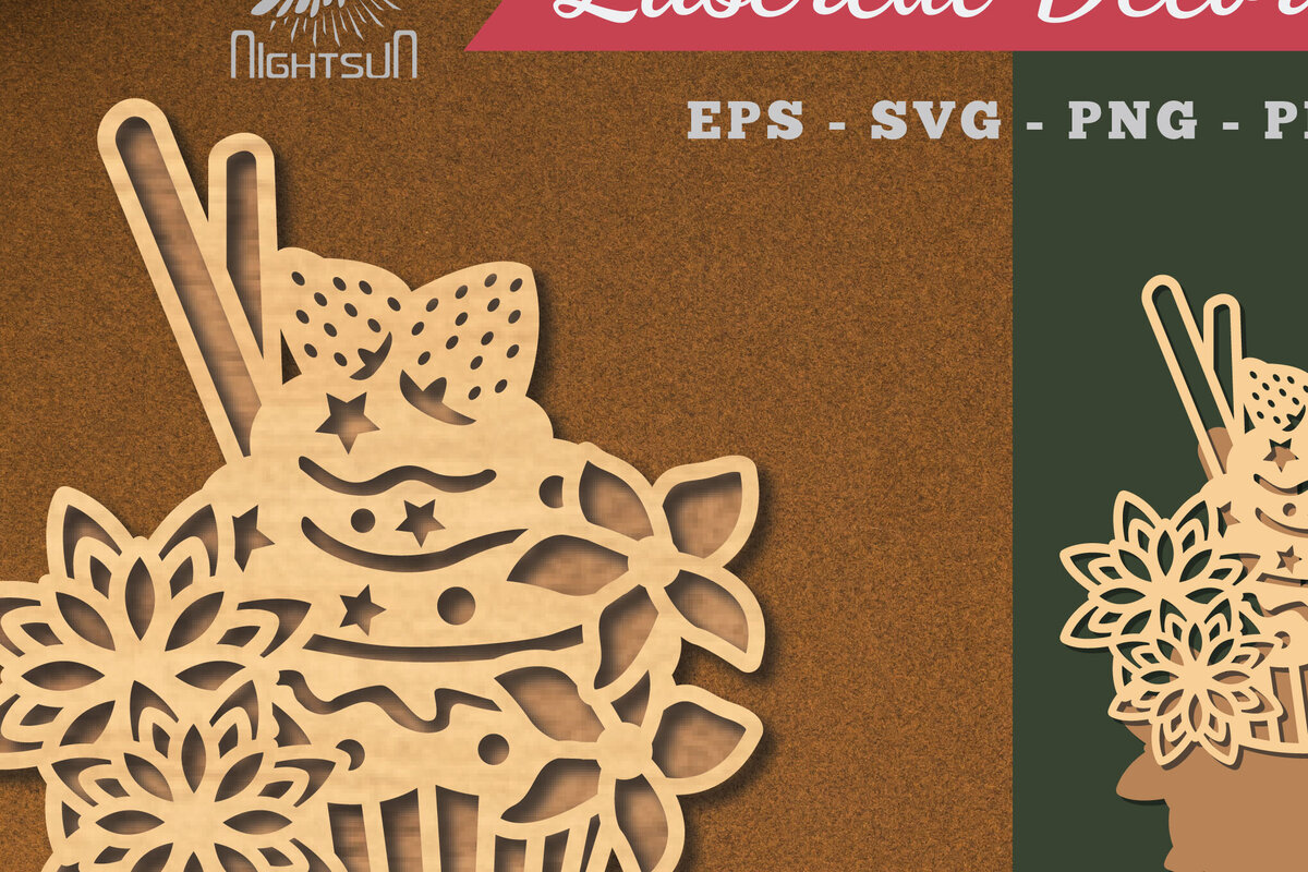 Σετ των 3 Intra απο ξύλο plywood 3mm-4mm πάχος - Διακόσμηση με κομμένα λέιζερ τούρτα λουλουδιών 1 Δίασταση 20x20 cm INTRAFABR-113541102