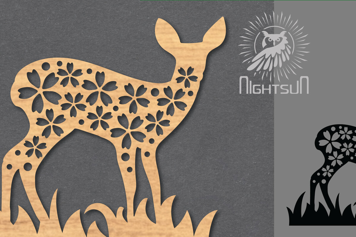 Intra απο ξύλο plywood 3mm-4mm πάχος - Διακόσμηση με λουλούδια ελάφια κοπής με λέιζερ 4 Δίασταση 20x20 cm INTRAFABR-119874650