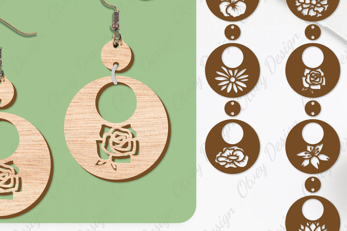 Σετ των 3 Intra απο ξύλο plywood 3mm-4mm πάχος - Σκουλαρίκια Λουλούδια Κόψιμο με Λέιζερ ΔΕΜΑ Δίασταση 3x3 cm INTRAFABR-104540613