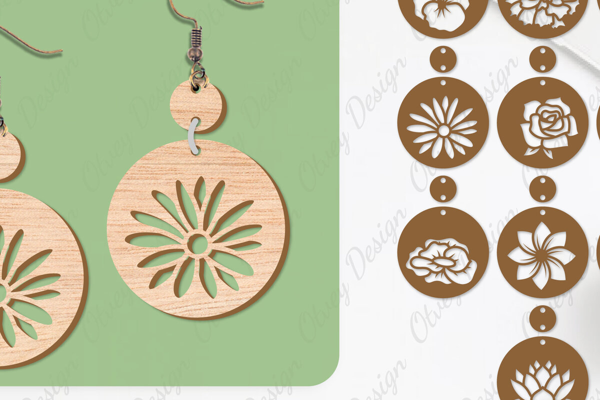 Σετ των 3 Intra απο ξύλο plywood 3mm-4mm πάχος - Σκουλαρίκια Λουλούδια Κόψιμο με Λέιζερ ΔΕΜΑ Δίασταση 3x3 cm INTRAFABR-104540627