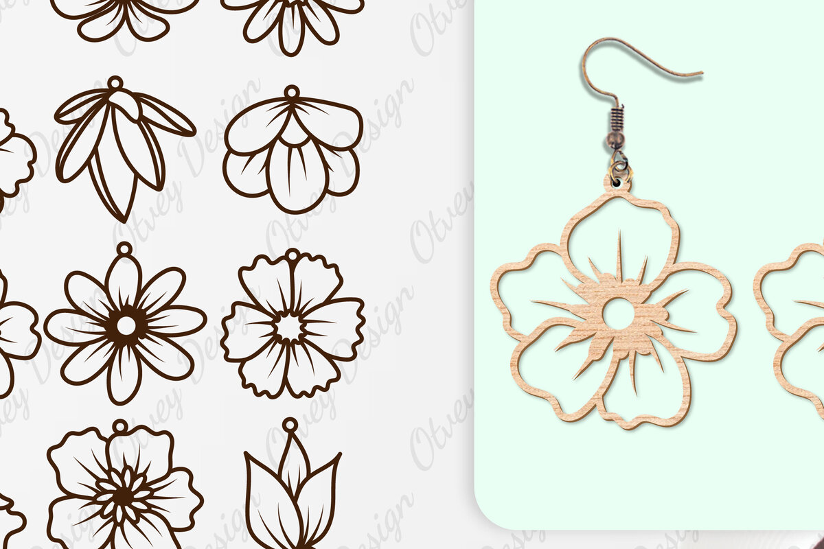 Σετ των 3 Intra απο ξύλο plywood 3mm-4mm πάχος - Σκουλαρίκια Λουλούδια Κόψιμο με Λέιζερ ΔΕΜΑ Δίασταση 3x3 cm INTRAFABR-104107690