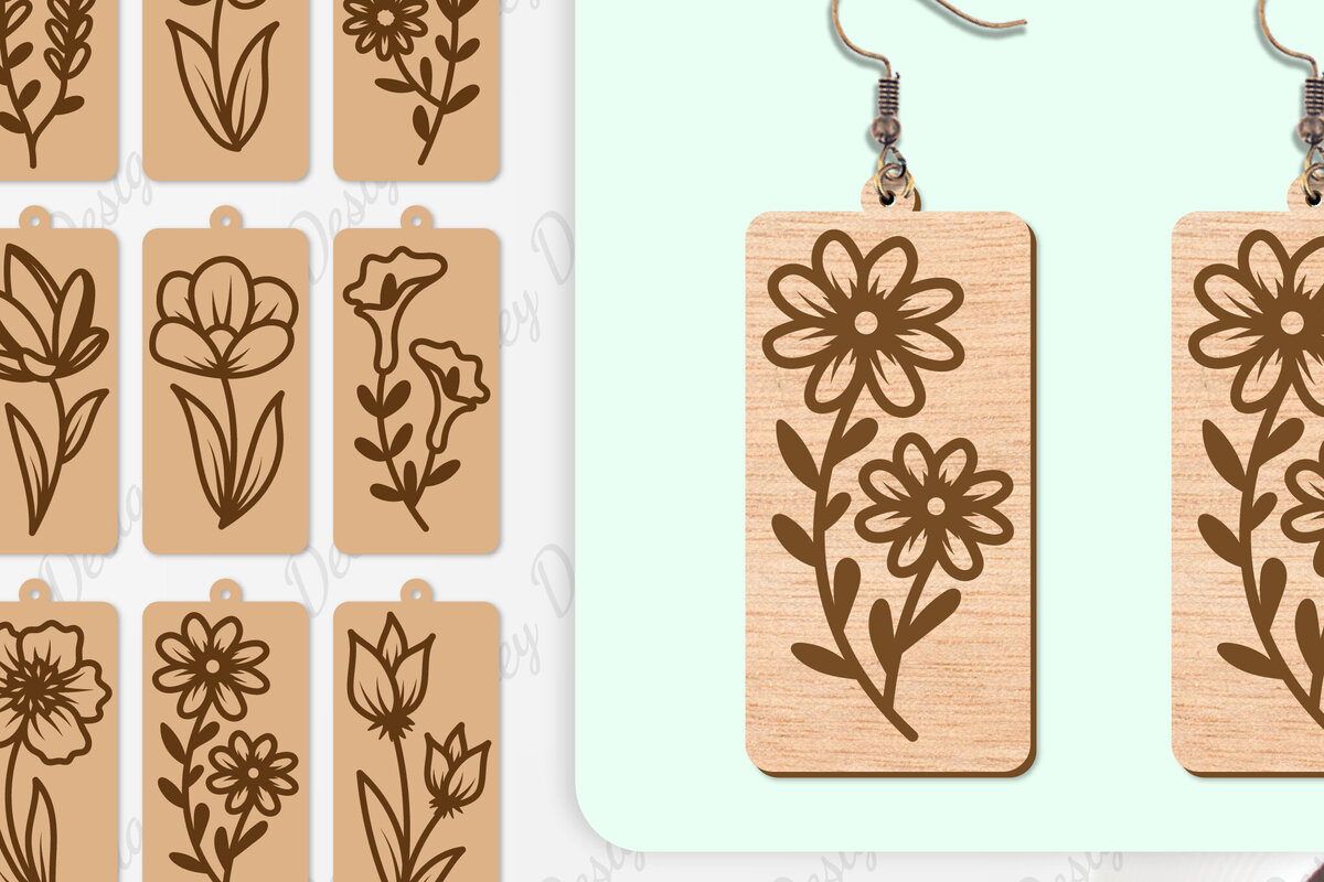 Σετ των 3 Intra απο ξύλο plywood 3mm-4mm πάχος - Σκουλαρίκια Λουλούδια Κόψιμο με Λέιζερ ΔΕΜΑ Δίασταση 3x3 cm INTRAFABR-104107762