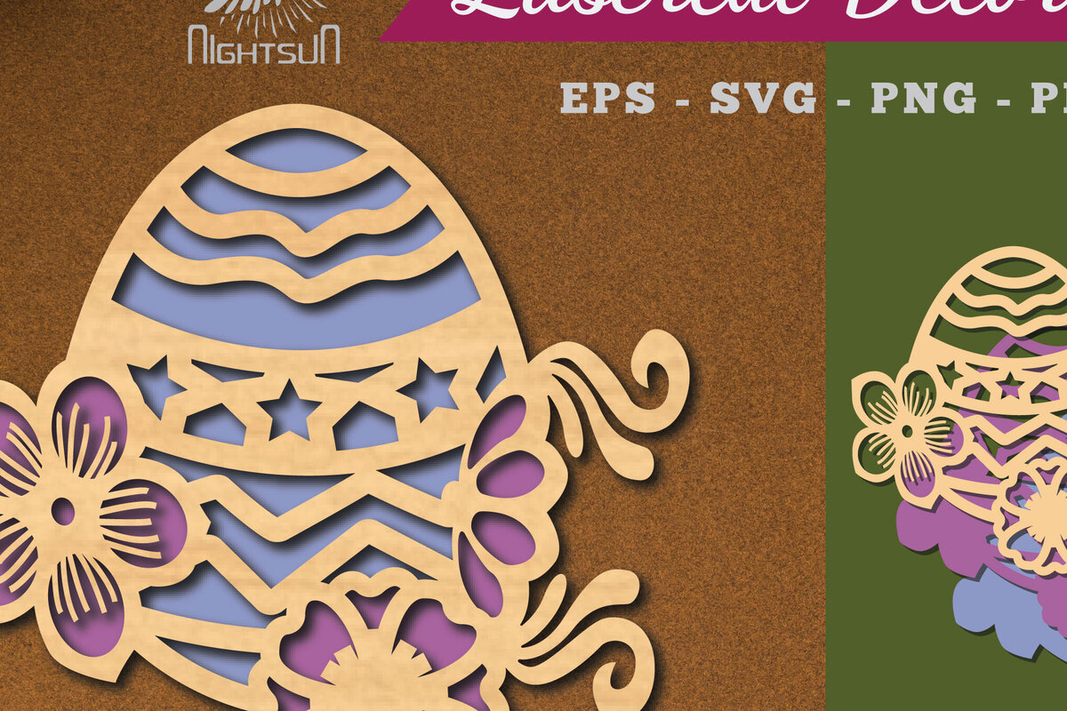 Σετ των 2 Intra απο ξύλο plywood 3mm-4mm πάχος - Διακόσμηση με κομμένα λέιζερ αυγών λουλουδιών 1 Δίασταση 20x20 cm INTRAFABR-115872098