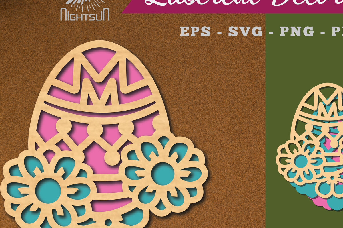 Σετ των 2 Intra απο ξύλο plywood 3mm-4mm πάχος - Διακόσμηση με κομμένα λέιζερ αυγών λουλουδιών 2 Δίασταση 20x20 cm INTRAFABR-115872145