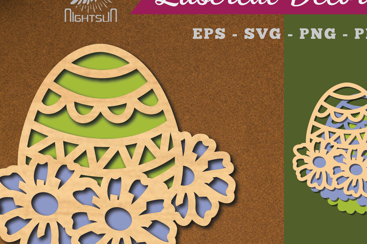 Σετ των 2 Intra απο ξύλο plywood 3mm-4mm πάχος - Διακόσμηση με κομμένα λέιζερ αυγών λουλουδιών 3 Δίασταση 20x20 cm INTRAFABR-115872157