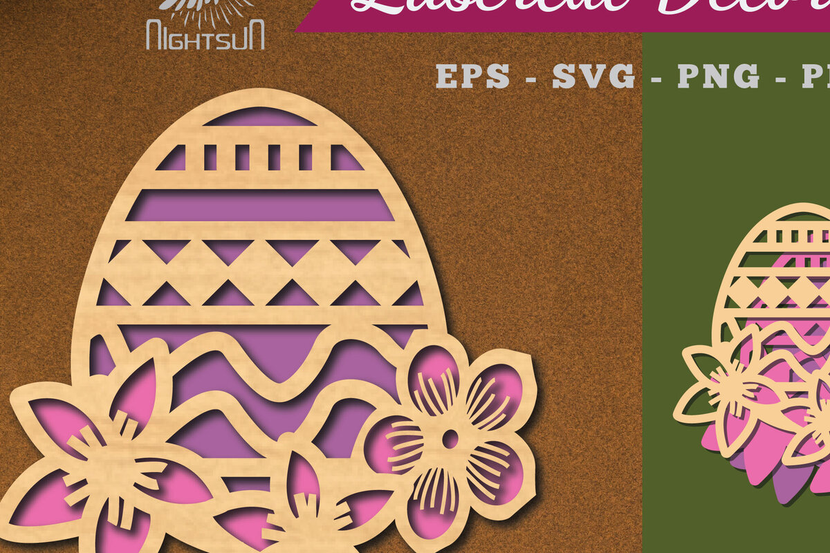 Σετ των 2 Intra απο ξύλο plywood 3mm-4mm πάχος - Διακόσμηση με κομμένα λέιζερ αυγών λουλουδιών 4 Δίασταση 20x20 cm INTRAFABR-115872191