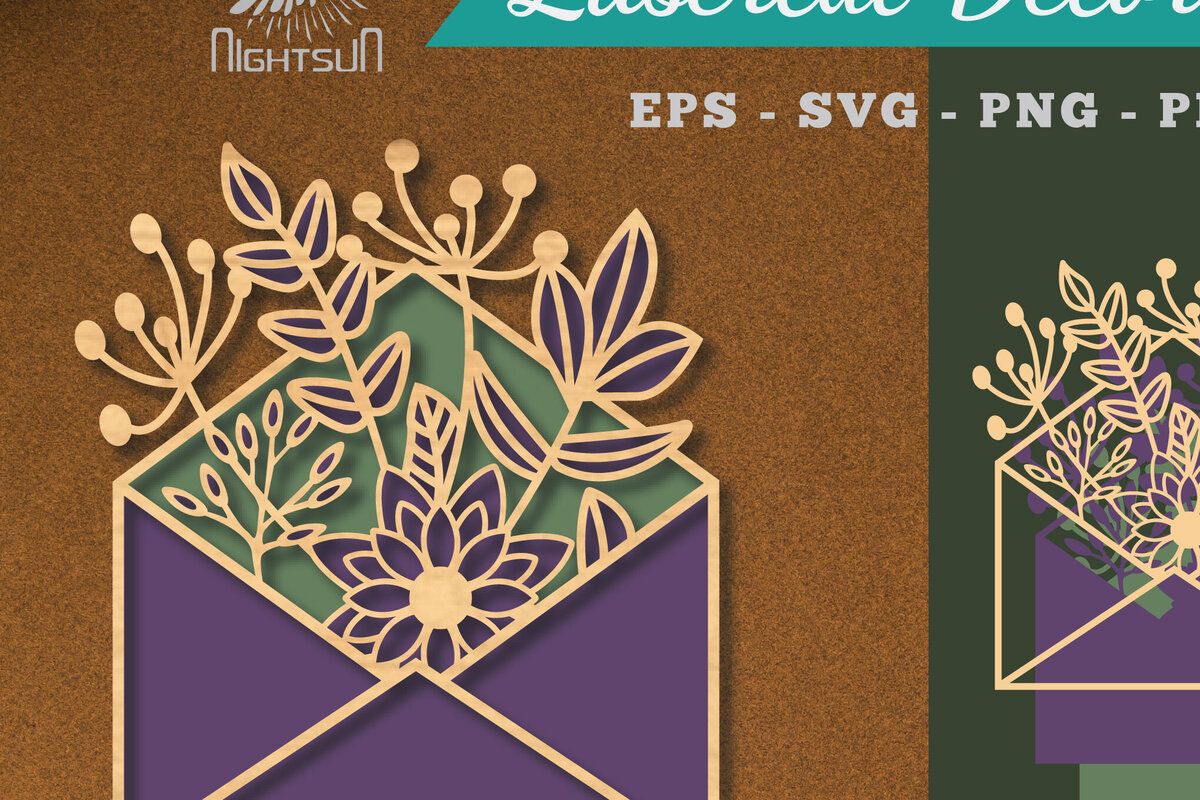 Σετ των 2 Intra απο ξύλο plywood 3mm-4mm πάχος - Λουλούδια Φάκελος Διακόσμηση με 3 Δίασταση 20x20 cm INTRAFABR-113390844