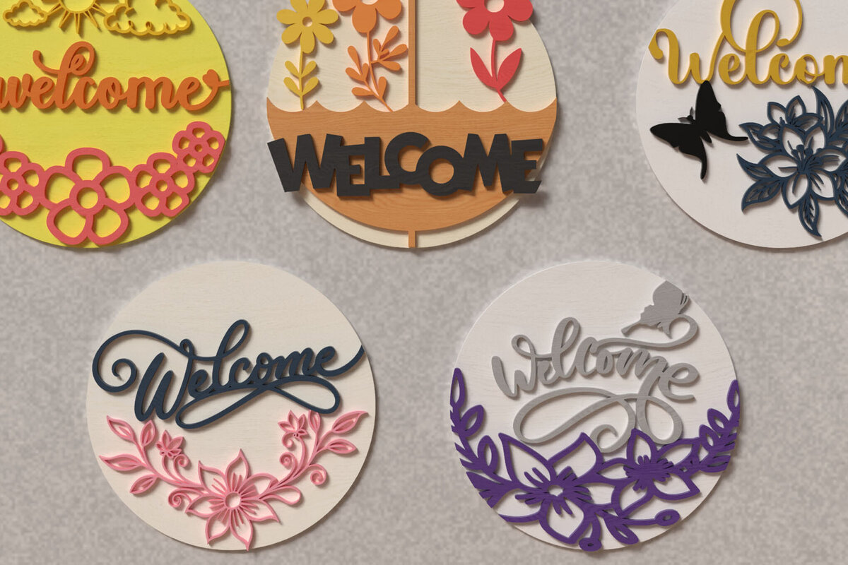 Σετ των 2 Intra απο ξύλο plywood 3mm-4mm πάχος - Πινακίδα μπροστινής πόρτας λουλουδιών, Δίασταση 20x20 cm INTRAFABR-120204736