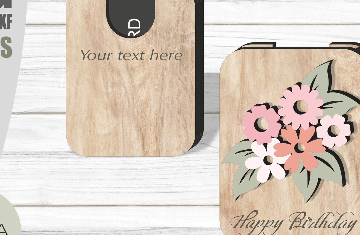 Σετ των 2 Intra απο ξύλο plywood 3mm-4mm πάχος - Θήκη δώρου λουλουδιών  Laser Cut Δίασταση 20x20 cm INTRAFABR-92364374