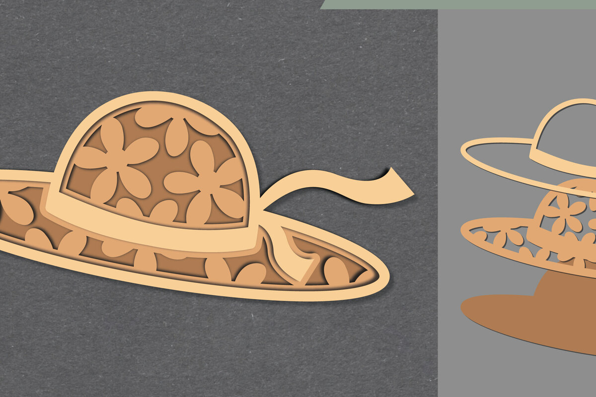 Σετ των 2 Intra απο ξύλο plywood 3mm-4mm πάχος - Διακόσμηση με λουλούδια καπέλο με λέιζερ  Δίασταση 20x20 cm INTRAFABR-111488502