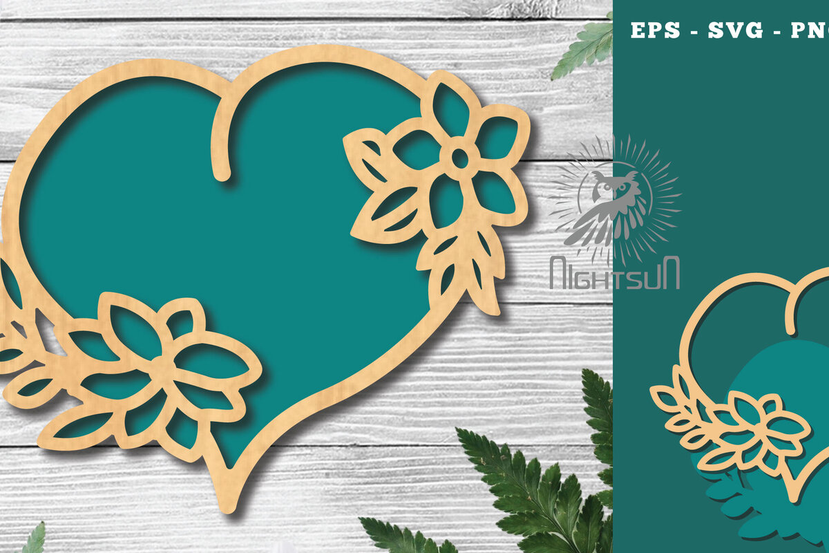 Σετ των 2 Intra απο ξύλο plywood 3mm-4mm πάχος - Διακόσμηση με κομμένα λέιζερ καρδιών λουλουδιών 3 Δίασταση 20x20 cm INTRAFABR-122852627