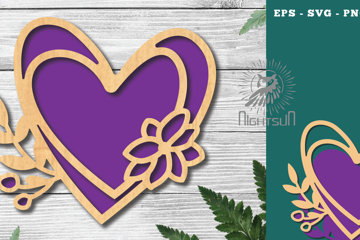 Σετ των 2 Intra απο ξύλο plywood 3mm-4mm πάχος - Διακόσμηση με κομμένα λέιζερ καρδιών λουλουδιών 4 Δίασταση 20x20 cm INTRAFABR-122852649