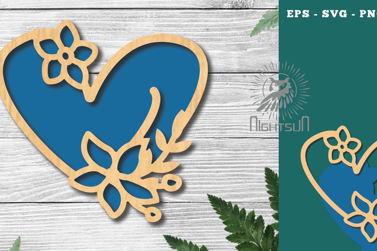 Σετ των 2 Intra απο ξύλο plywood 3mm-4mm πάχος - Διακόσμηση με κομμένα λέιζερ καρδιών λουλουδιών 6 Δίασταση 20x20 cm INTRAFABR-122852717