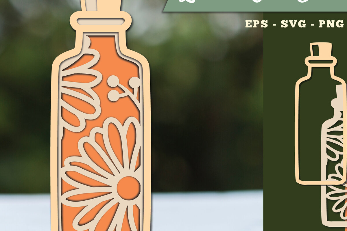 Σετ των 3 Intra απο ξύλο plywood 3mm-4mm πάχος - Λουλούδια σε μπουκάλι 3D Lasercut  2 Δίασταση 20x20 cm INTRAFABR-111526587