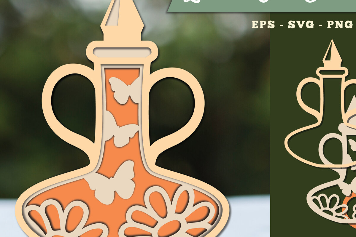 Σετ των 2 Intra απο ξύλο plywood 3mm-4mm πάχος - Λουλούδια σε μπουκάλι 3D Lasercut  6 Δίασταση 20x20 cm INTRAFABR-111526683