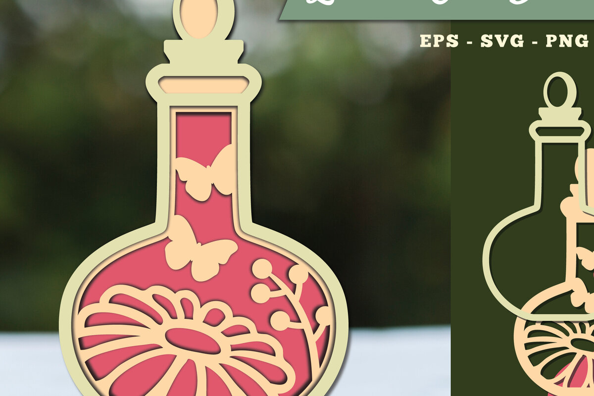 Σετ των 3 Intra απο ξύλο plywood 3mm-4mm πάχος - Λουλούδια σε μπουκάλι 3D Lasercut  7 Δίασταση 20x20 cm INTRAFABR-111526698