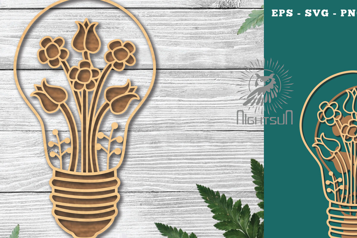 Intra απο ξύλο plywood 3mm-4mm πάχος - Λουλούδια σε λάμπα κομμένη διακόσμηση λέιζερ 2 Δίασταση 20x20 cm INTRAFABR-115873374