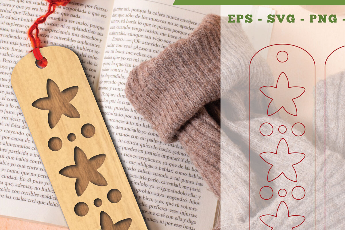 Σετ των 2 Intra απο ξύλο plywood 3mm-4mm πάχος - Λουλούδια σελιδοδείκτης κοπής λέιζερ 16 Δίασταση 5x20 cm INTRAFABR-113108252