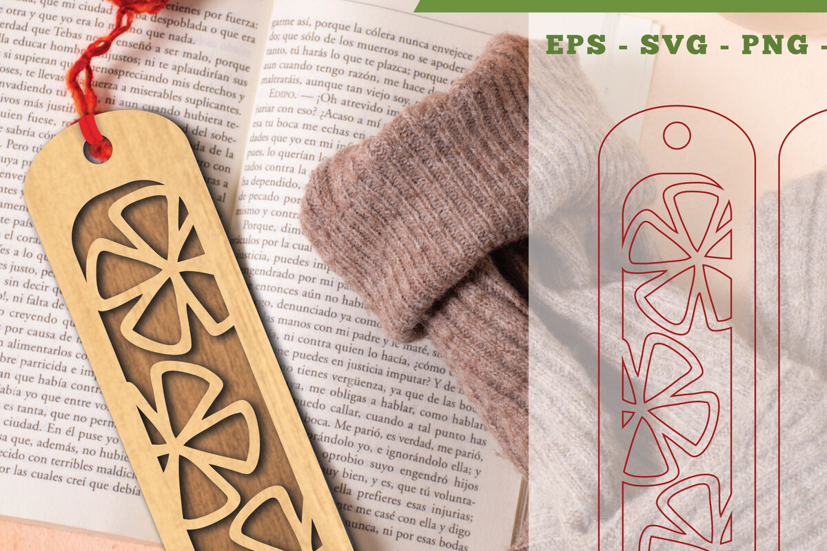 Σετ των 2 Intra απο ξύλο plywood 3mm-4mm πάχος - Flowers Cut Laser Bookmark 2 Δίασταση 5x20 cm INTRAFABR-113107820