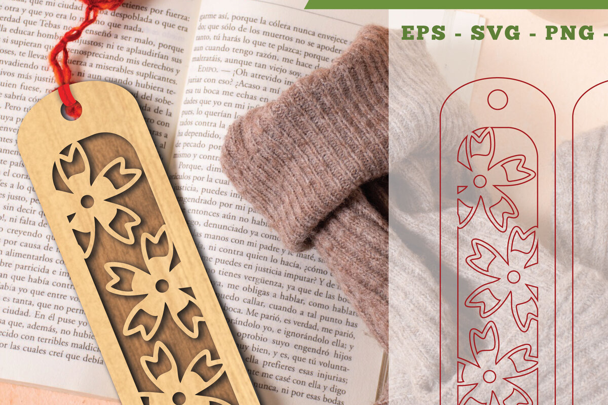 Intra απο ξύλο plywood 3mm-4mm πάχος - Σελιδοδείκτης κοπής λουλουδιών με λέιζερ 4 Δίασταση 5x20 cm INTRAFABR-113107854