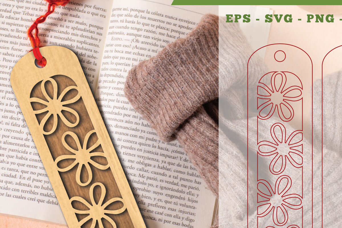 Σετ των 2 Intra απο ξύλο plywood 3mm-4mm πάχος - Σελιδοδείκτης κοπής λουλουδιών με λέιζερ 5 Δίασταση 5x20 cm INTRAFABR-113107867