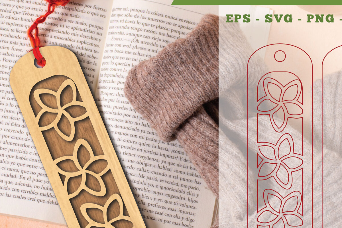 Σετ των 2 Intra απο ξύλο plywood 3mm-4mm πάχος - Σελιδοδείκτης κοπής λουλουδιών με λέιζερ 6 Δίασταση 5x20 cm INTRAFABR-113107875