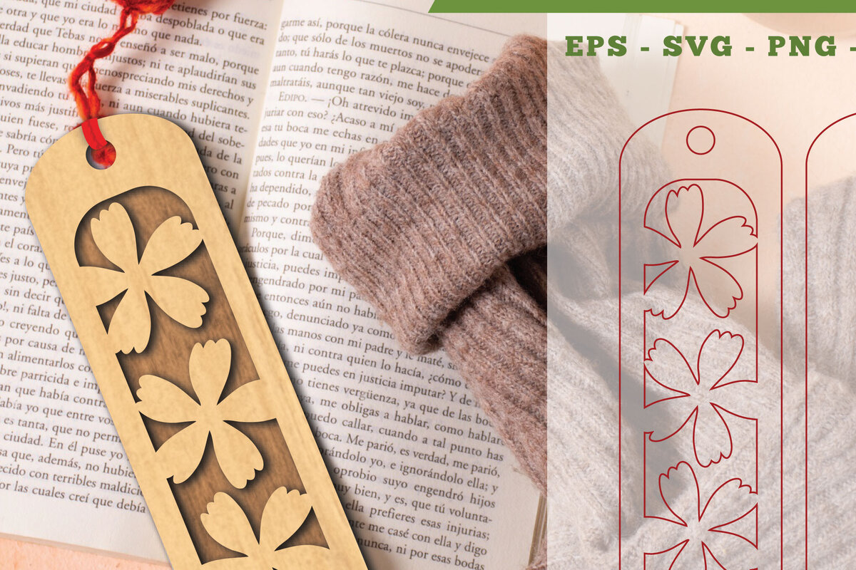 Σετ των 2 Intra απο ξύλο plywood 3mm-4mm πάχος - Σελιδοδείκτης κοπής λουλουδιών με λέιζερ 7 Δίασταση 5x20 cm INTRAFABR-113108046