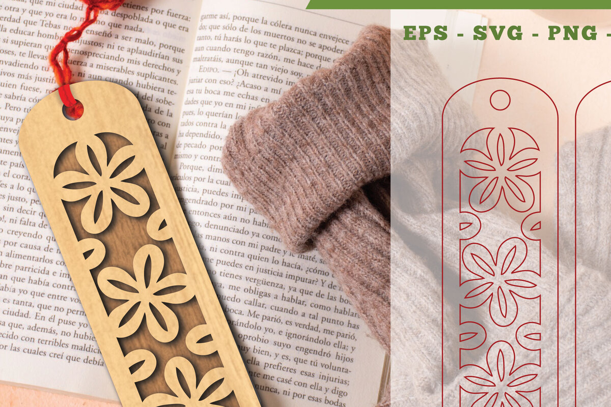 Intra απο ξύλο plywood 3mm-4mm πάχος - Λουλούδια σελιδοδείκτης κοπής λέιζερ 8 Δίασταση 5x20 cm INTRAFABR-113108073