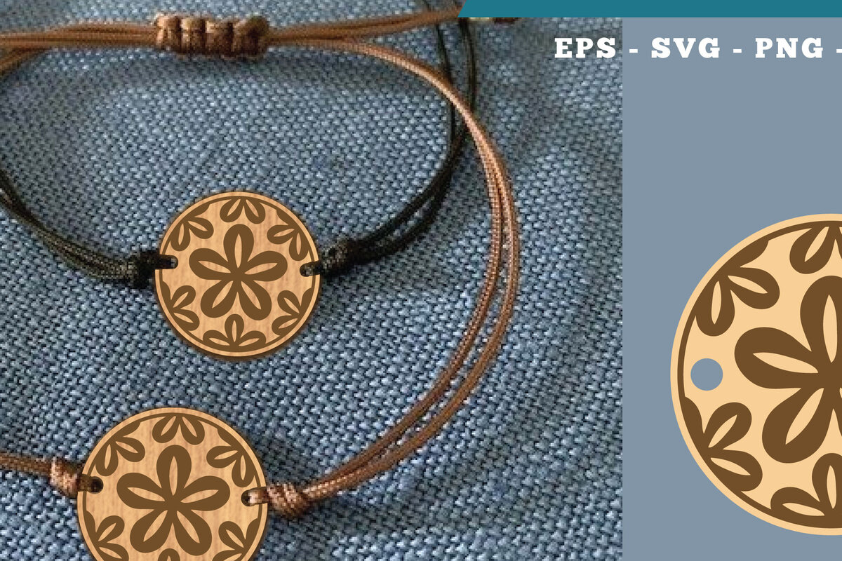 Σετ των 3 Intra απο ξύλο plywood 3mm-4mm πάχος - Βραχιόλι Flowers Cut Laser  14 Δίασταση 4x4 cm INTRAFABR-112010294