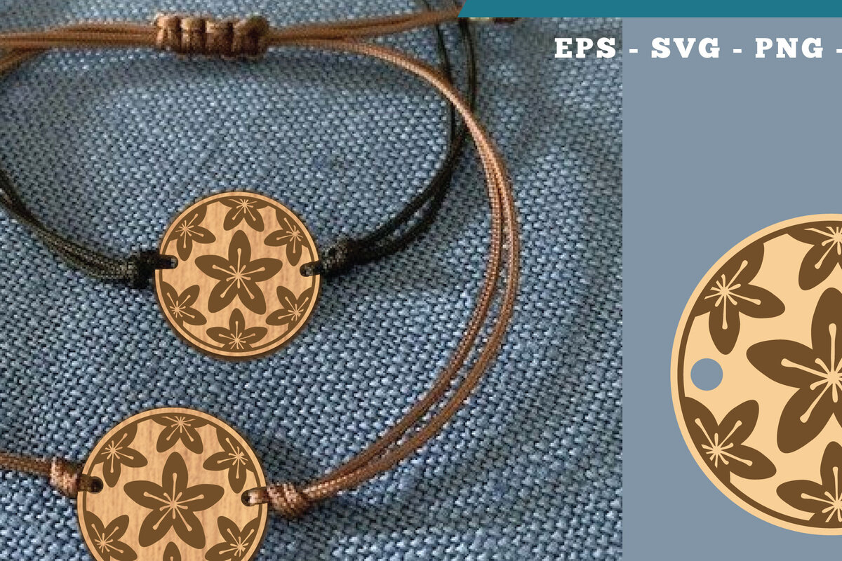 Σετ των 3 Intra απο ξύλο plywood 3mm-4mm πάχος - Βραχιόλι Flowers Cut Laser  17 Δίασταση 4x4 cm INTRAFABR-112010417